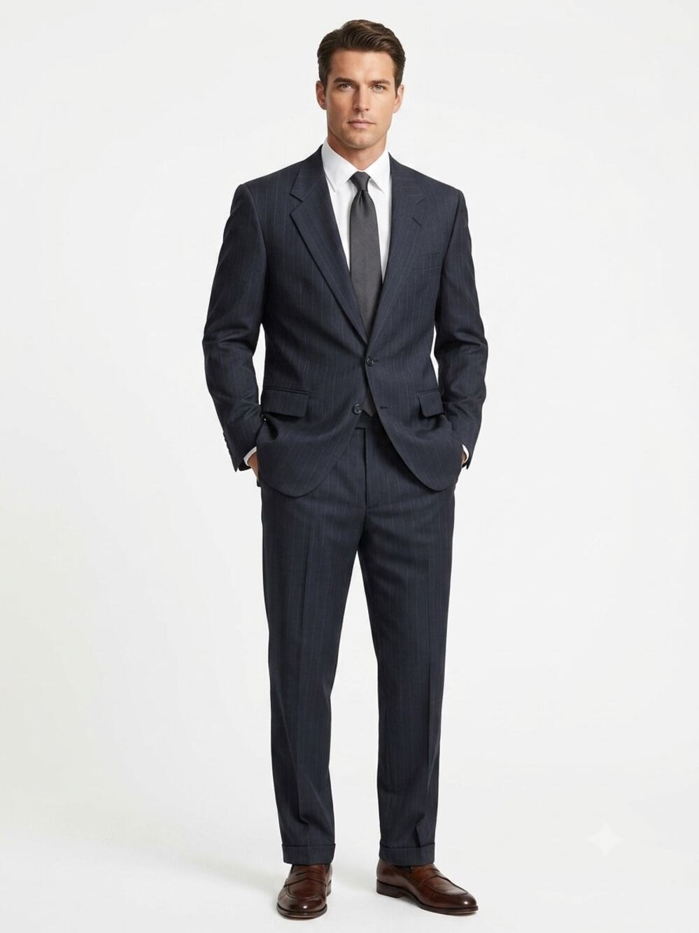 VTG Christian Dior Le Connaisseur 2 PC Suit Mens 47L Charcoal Grey Plaid Lined